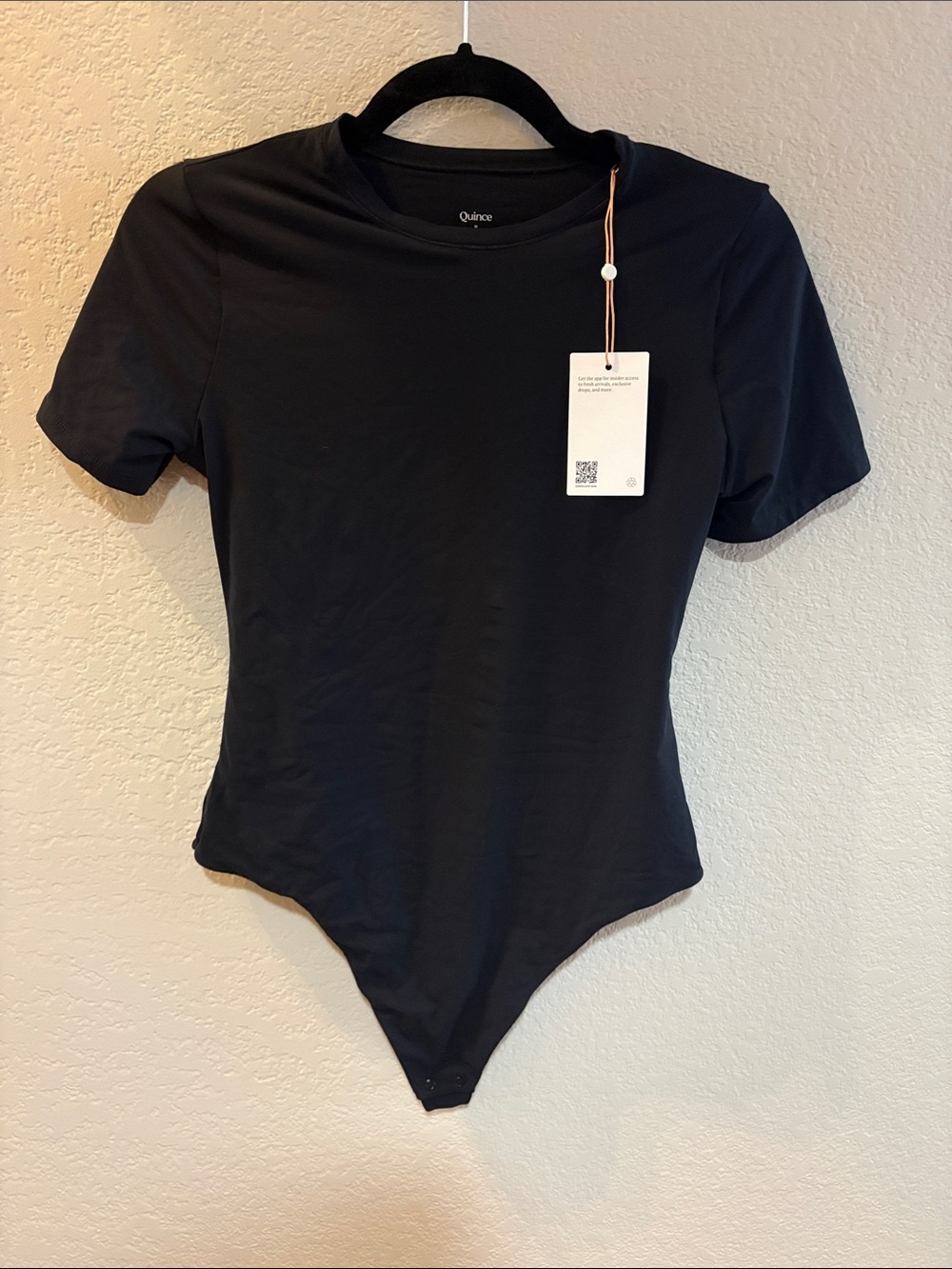 Quince Black Short-Sleeve Crew Neck Bodysuit